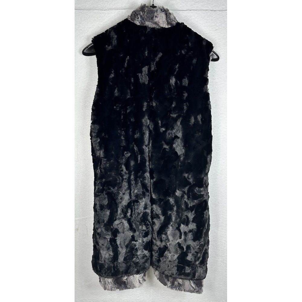 Pandemonium Mandarine Faux Fur Reversible Gray & Black Vest Womens Small USA‎ - Picture 5 of 8